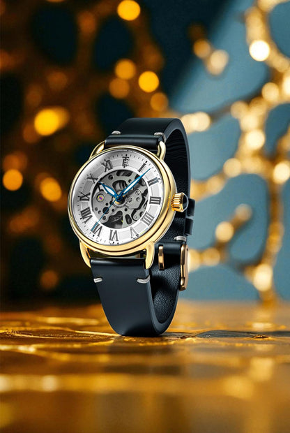 Thomas Earnshaw Men's 40mm Investigator 40 Automatic Skeletonized Dial Leather Strap Watch