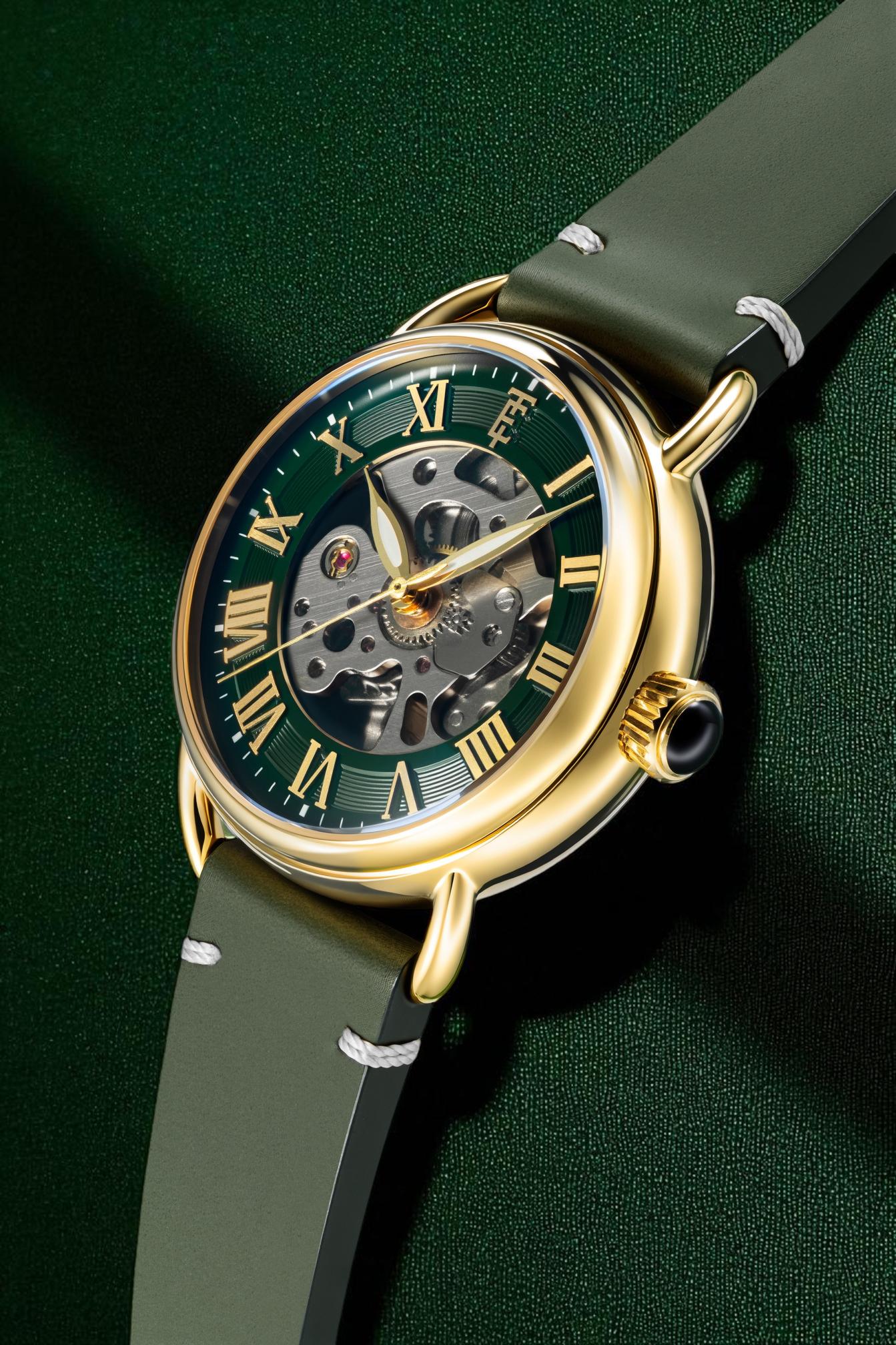 Thomas Earnshaw Men's 40mm Investigator 40 Automatic Skeletonized Dial Leather Strap Watch