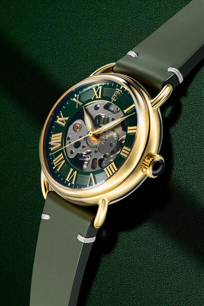 Thomas Earnshaw Men's 40mm Investigator 40 Automatic Skeletonized Dial Leather Strap Watch