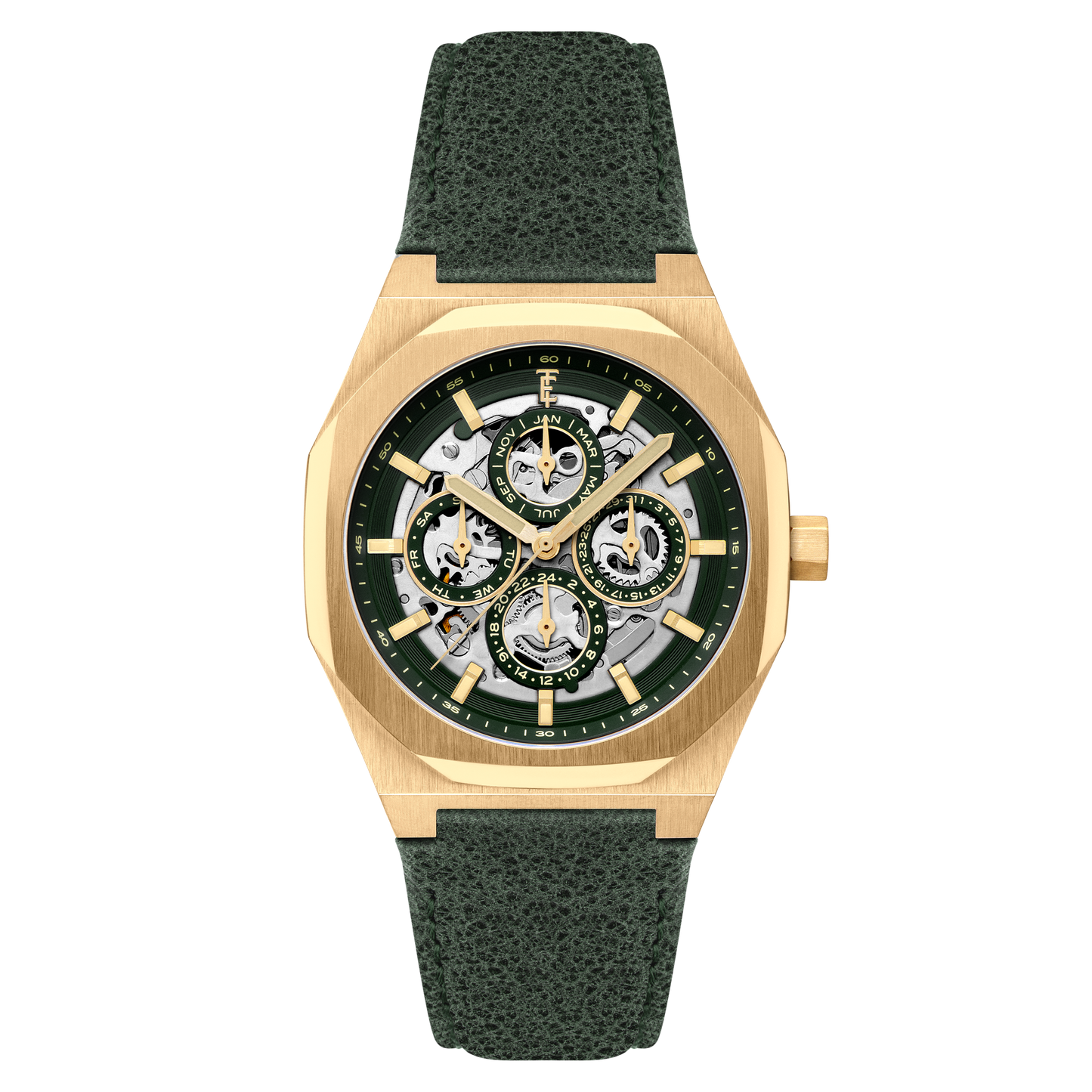 Thomas Earnshaw Men's 42mm Drake Automatic Triple Calendar Leather Strap Watch