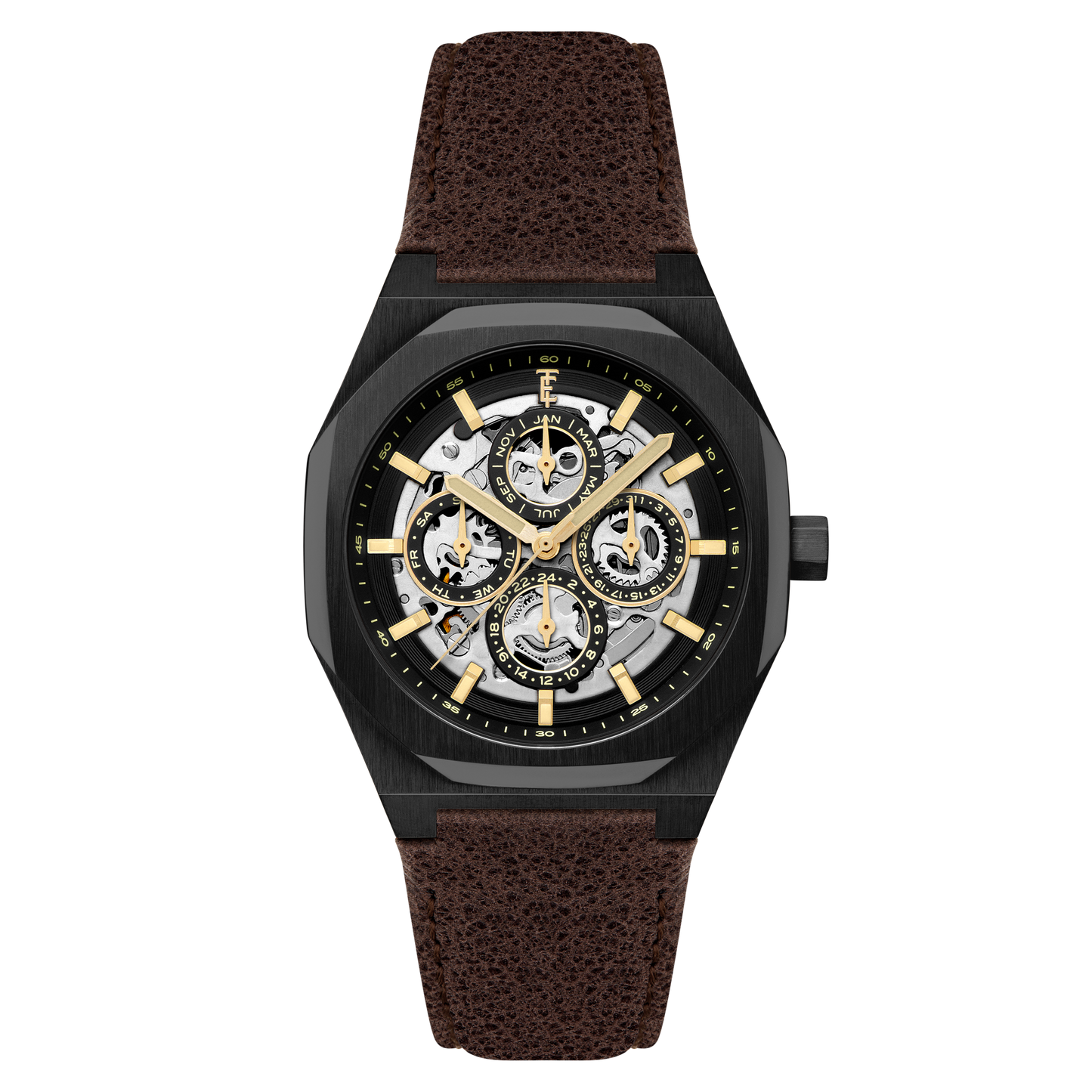 Thomas Earnshaw Men's 42mm Drake Automatic Triple Calendar Leather Strap Watch
