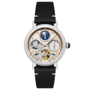 Thomas Earnshaw Men's 42mm Beaufort Automatic Dual Time Moonphase Leather Strap Watch