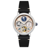 Thomas Earnshaw Men's 42mm Beaufort Automatic Dual Time Moonphase Leather Strap Watch