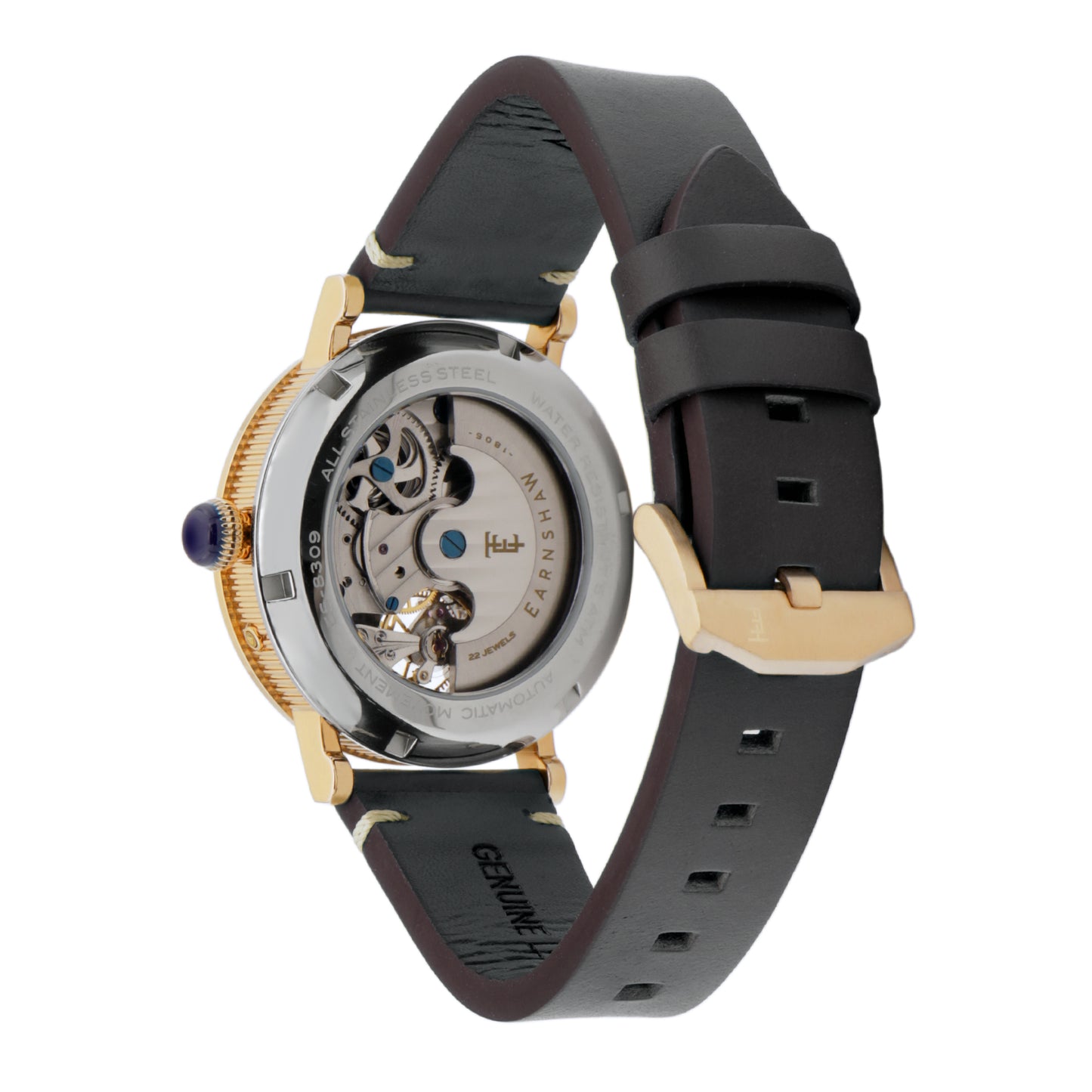 Thomas Earnshaw Men's 42mm Beaufort Automatic Dual Time Moonphase Leather Strap Watch