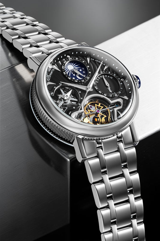 Thomas Earnshaw Men's 42mm Beaufort Automatic Dual Time Moonphase Bracelet Watch