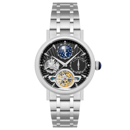 Thomas Earnshaw Men's 42mm Beaufort Automatic Dual Time Moonphase Bracelet Watch