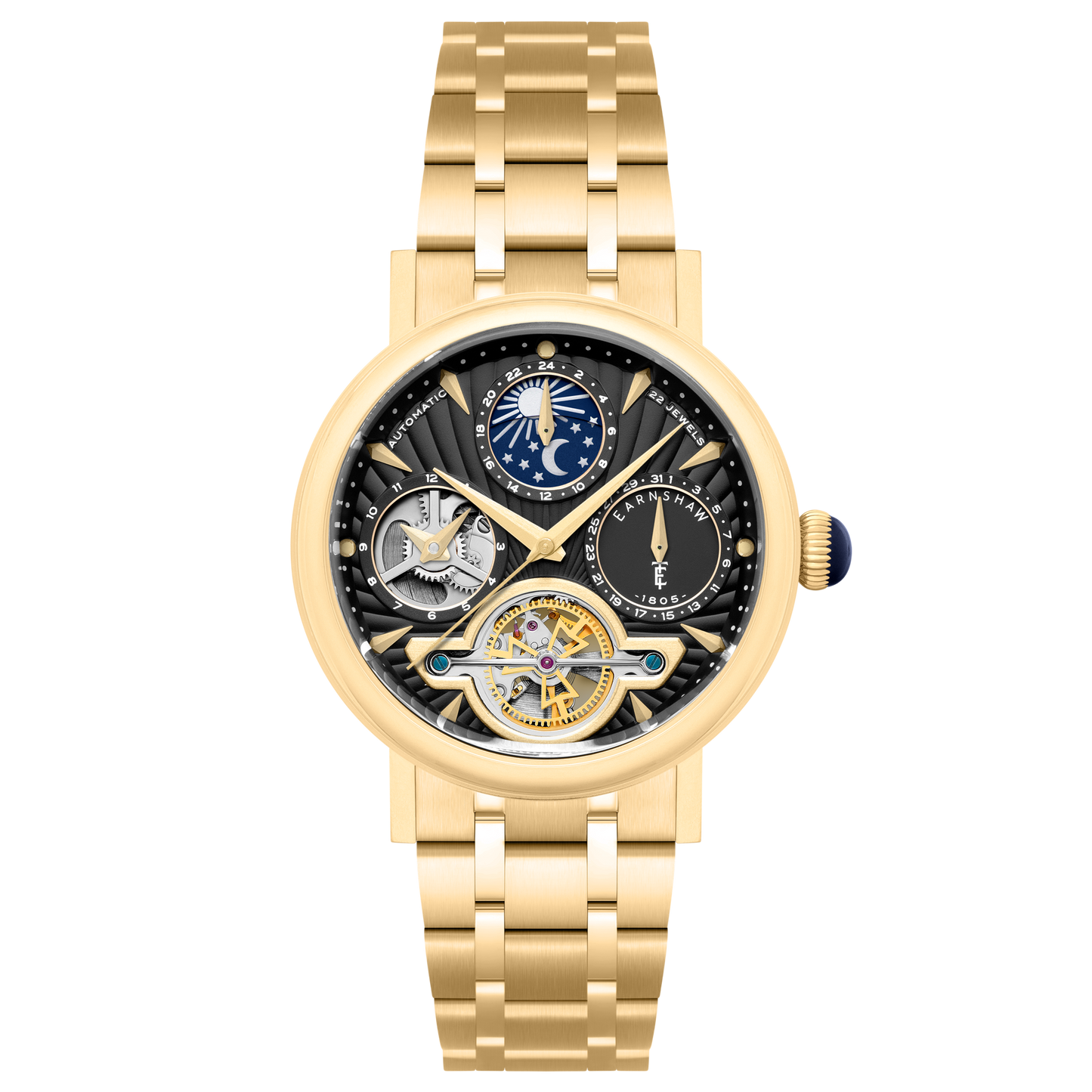 Thomas Earnshaw Men's 42mm Beaufort Automatic Dual Time Moonphase Bracelet Watch