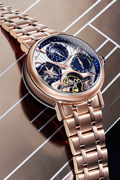 Thomas Earnshaw Men's 42mm Beaufort Automatic Dual Time Moonphase Bracelet Watch