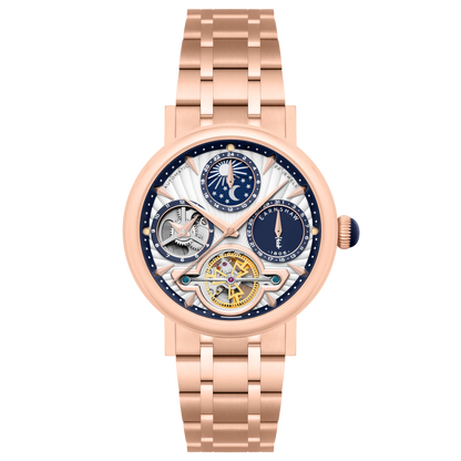 Thomas Earnshaw Men's 42mm Beaufort Automatic Dual Time Moonphase Bracelet Watch