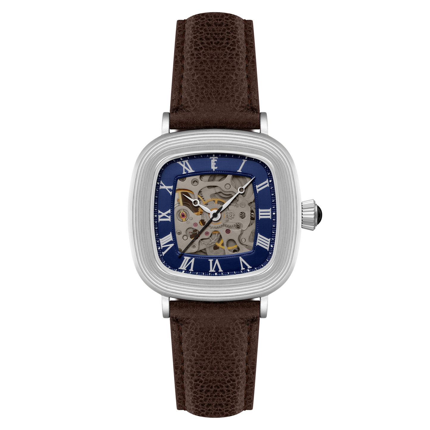 Thomas Earnshaw Men's 38mm Chester Automatic Skeletonized Square Leather Strap Watch