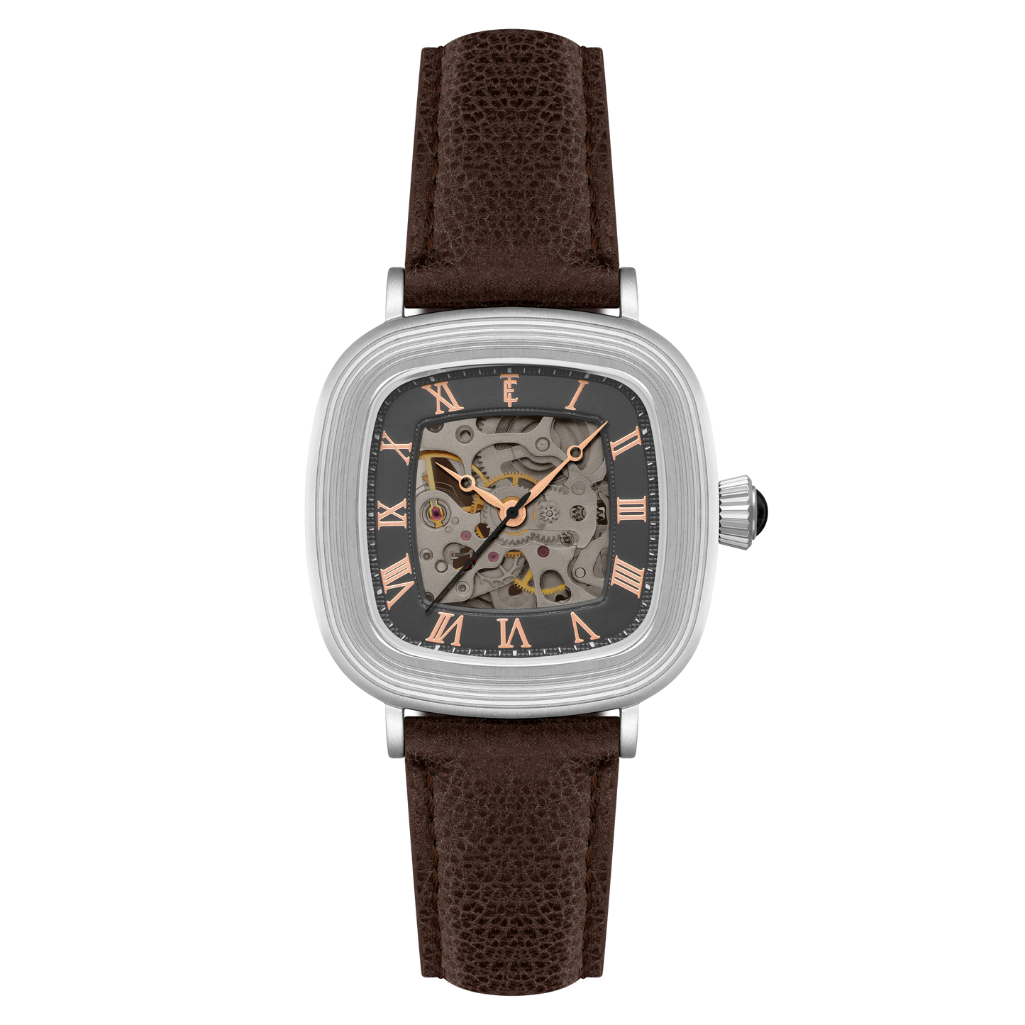 Thomas Earnshaw Men's 38mm Chester Automatic Skeletonized Square Leather Strap Watch