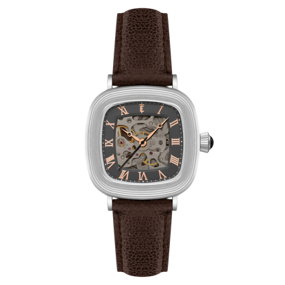 Thomas Earnshaw Men's 38mm Chester Automatic Skeletonized Square Leather Strap Watch