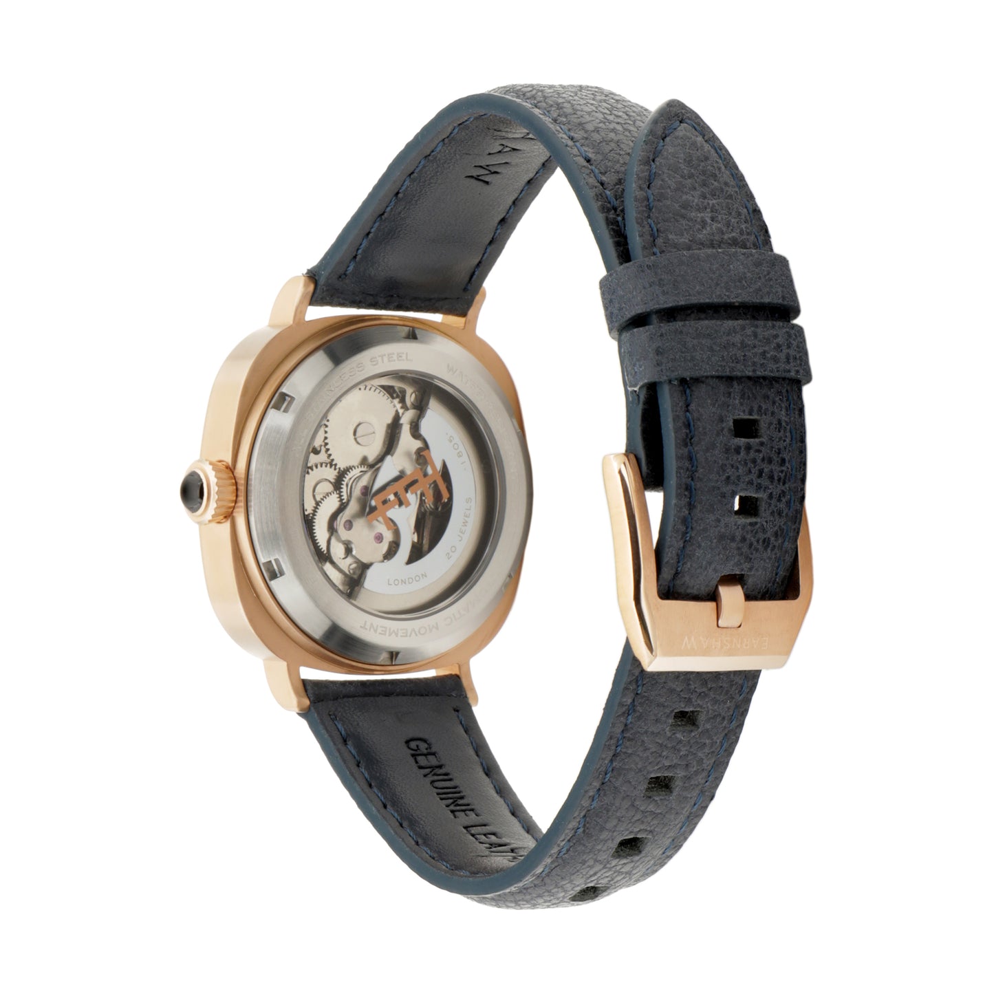 Thomas Earnshaw Men's 38mm Chester Automatic Skeletonized Square Leather Strap Watch