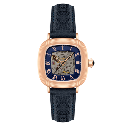 Thomas Earnshaw Men's 38mm Chester Automatic Skeletonized Square Leather Strap Watch