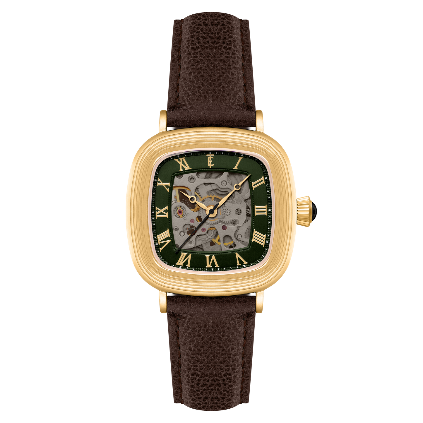 Thomas Earnshaw Men's 38mm Chester Automatic Skeletonized Square Leather Strap Watch