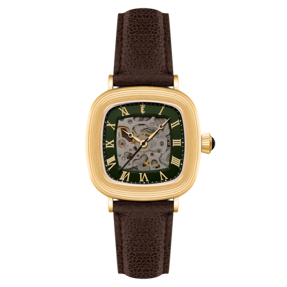 Thomas Earnshaw Men's 38mm Chester Automatic Skeletonized Square Leather Strap Watch