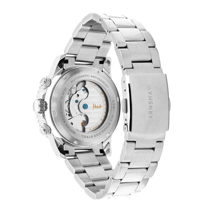 Thomas Earnshaw Men's 43mm Admiral Duncan Automatic Grand Date Calendar Silvertone Bracelet Watch