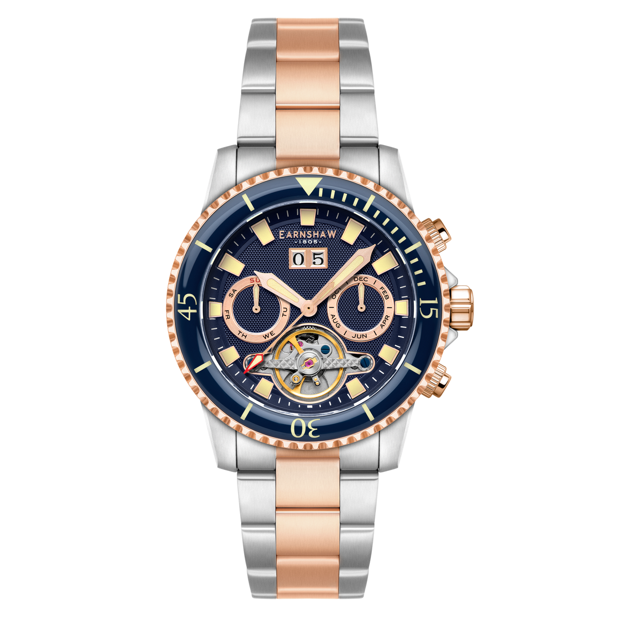 Thomas Earnshaw Men's 43mm Admiral Duncan Automatic Grand Date Calendar Two-Tone Bracelet Watch