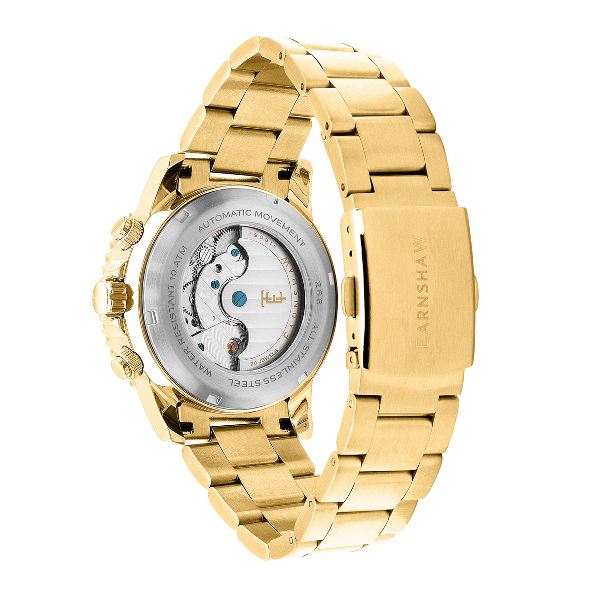 Thomas Earnshaw Men's 43mm Admiral Duncan Automatic Grand Date Calendar Goldtone Bracelet Watch