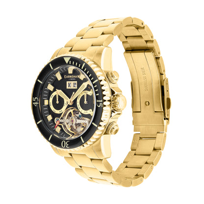 Thomas Earnshaw Men's 43mm Admiral Duncan Automatic Grand Date Calendar Goldtone Bracelet Watch