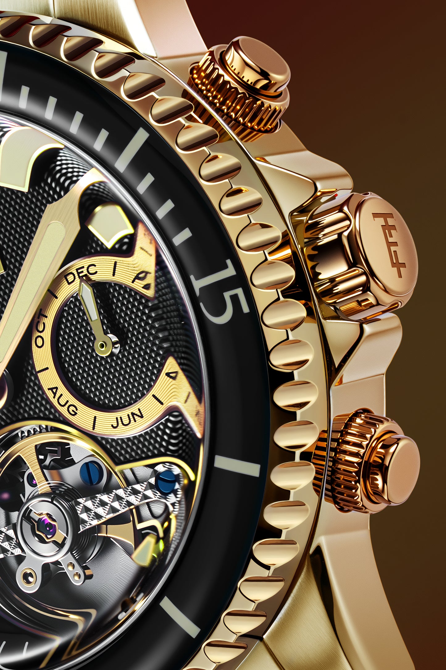 Thomas Earnshaw Men's 43mm Admiral Duncan Automatic Grand Date Calendar Goldtone Bracelet Watch