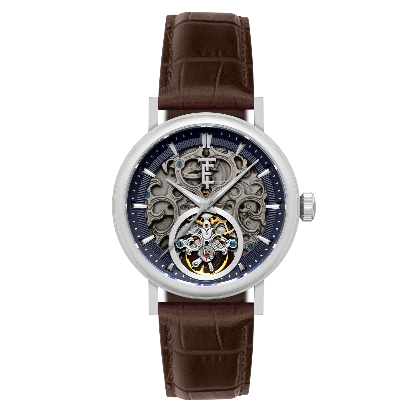 Thomas Earnshaw Men's 43mm Beaufort Automatic Skeletonized Dial Leather Strap Watch