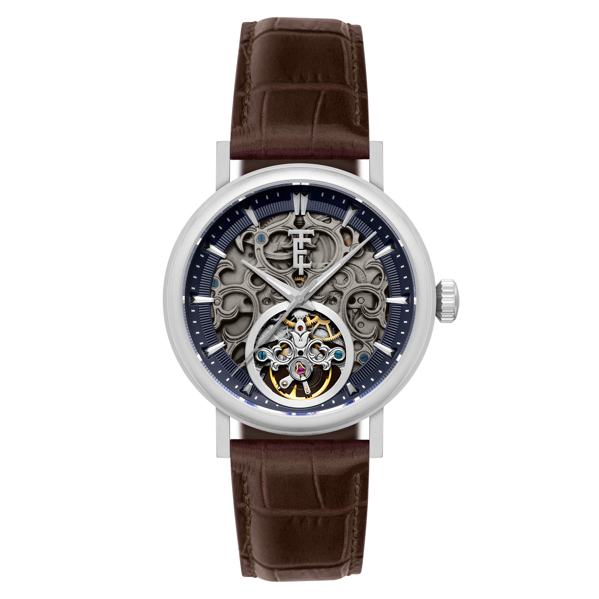 Thomas Earnshaw Men's 43mm Beaufort Automatic Skeletonized Dial Leather Strap Watch