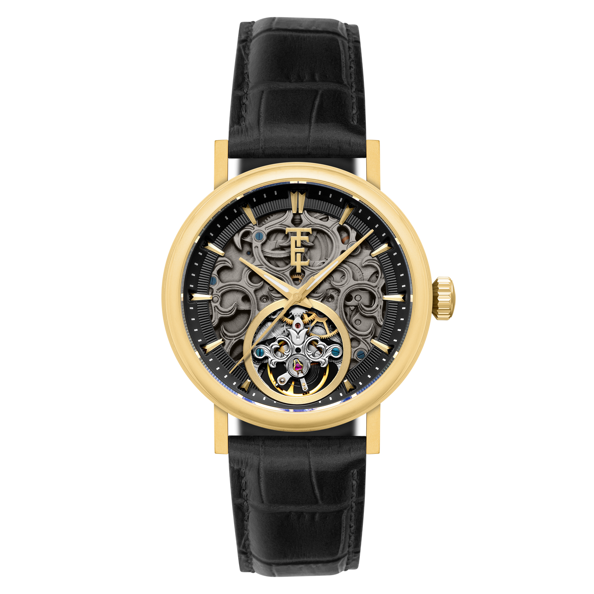 Thomas Earnshaw Men's 43mm Beaufort Automatic Skeletonized Dial Leather Strap Watch