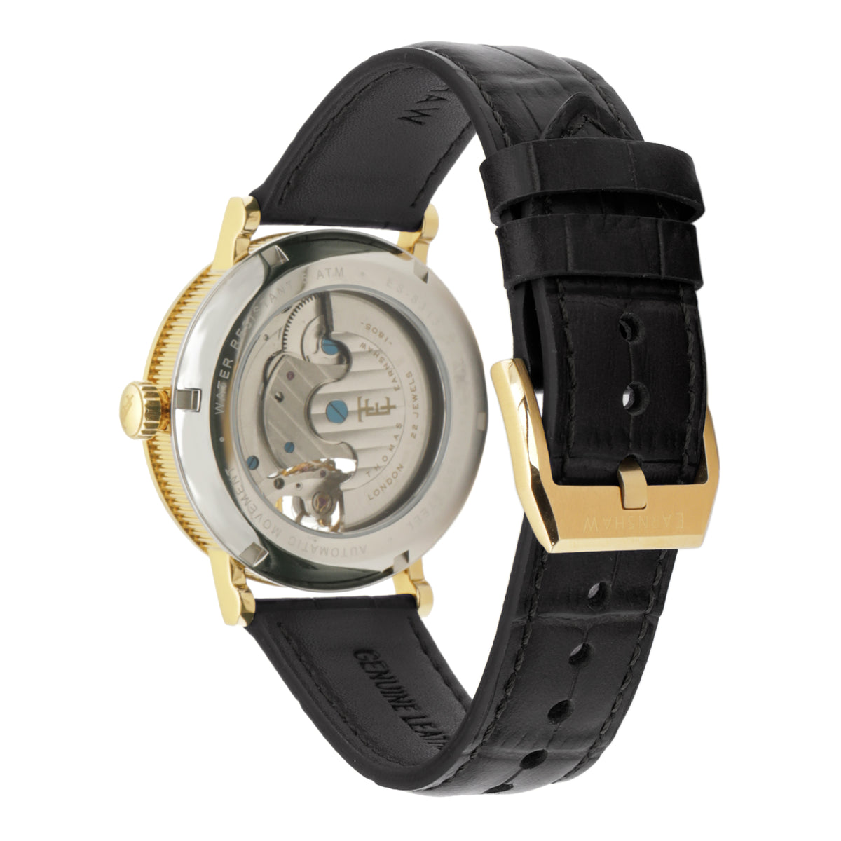 Thomas Earnshaw Men's 43mm Beaufort Automatic Skeletonized Dial Leather Strap Watch