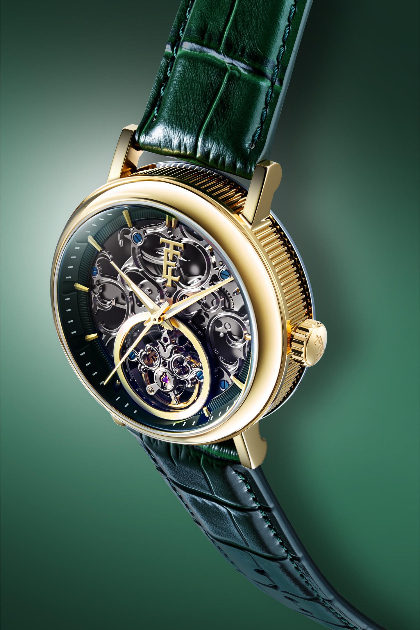 Thomas Earnshaw Men's 43mm Beaufort Automatic Skeletonized Dial Leather Strap Watch