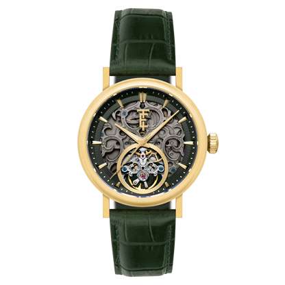 Thomas Earnshaw Men's 43mm Beaufort Automatic Skeletonized Dial Leather Strap Watch