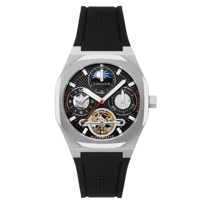 Thomas Earnshaw Men's 42mm Drake Automatic Dual Time Rubber Strap Watch