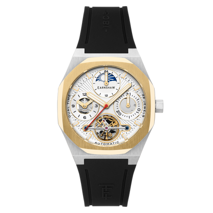 Thomas Earnshaw Men's 42mm Drake Automatic Dual Time Rubber Strap Watch