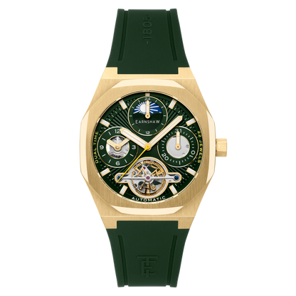 Thomas Earnshaw Men's 42mm Drake Automatic Dual Time Rubber Strap Watch