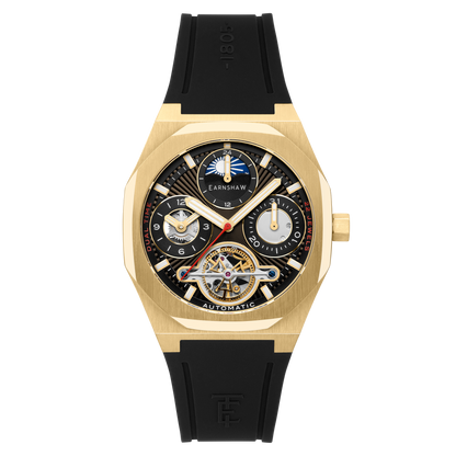 Thomas Earnshaw Men's 42mm Drake Automatic Dual Time Rubber Strap Watch