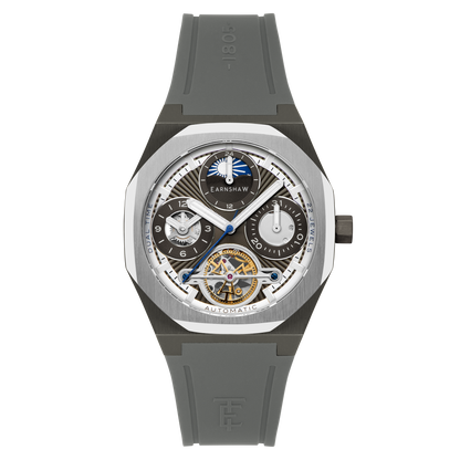 Thomas Earnshaw Men's 42mm Drake Automatic Dual Time Rubber Strap Watch