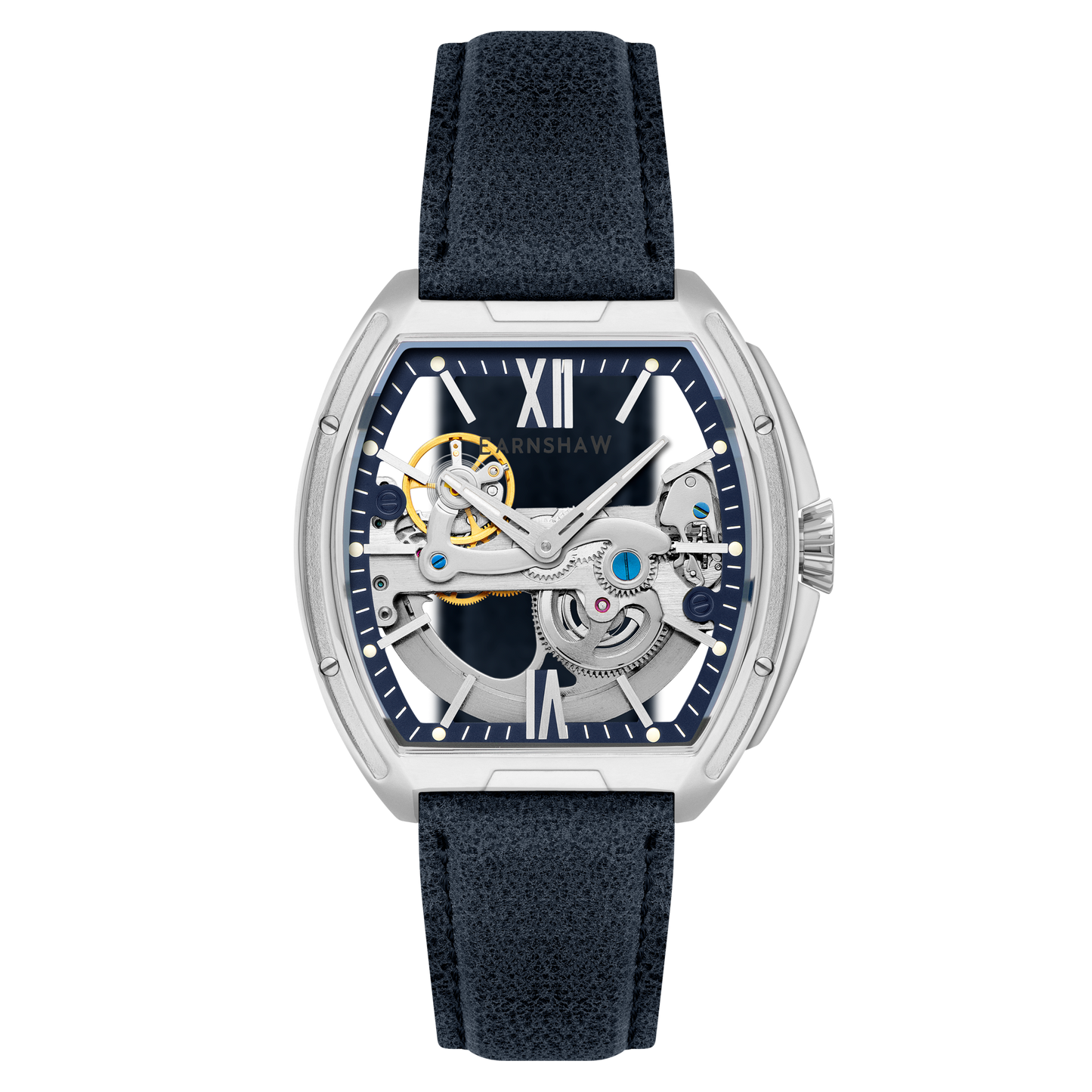 Thomas Earnshaw Men's 45mm Knightsbridge Automatic Barrel Leather Strap Watch