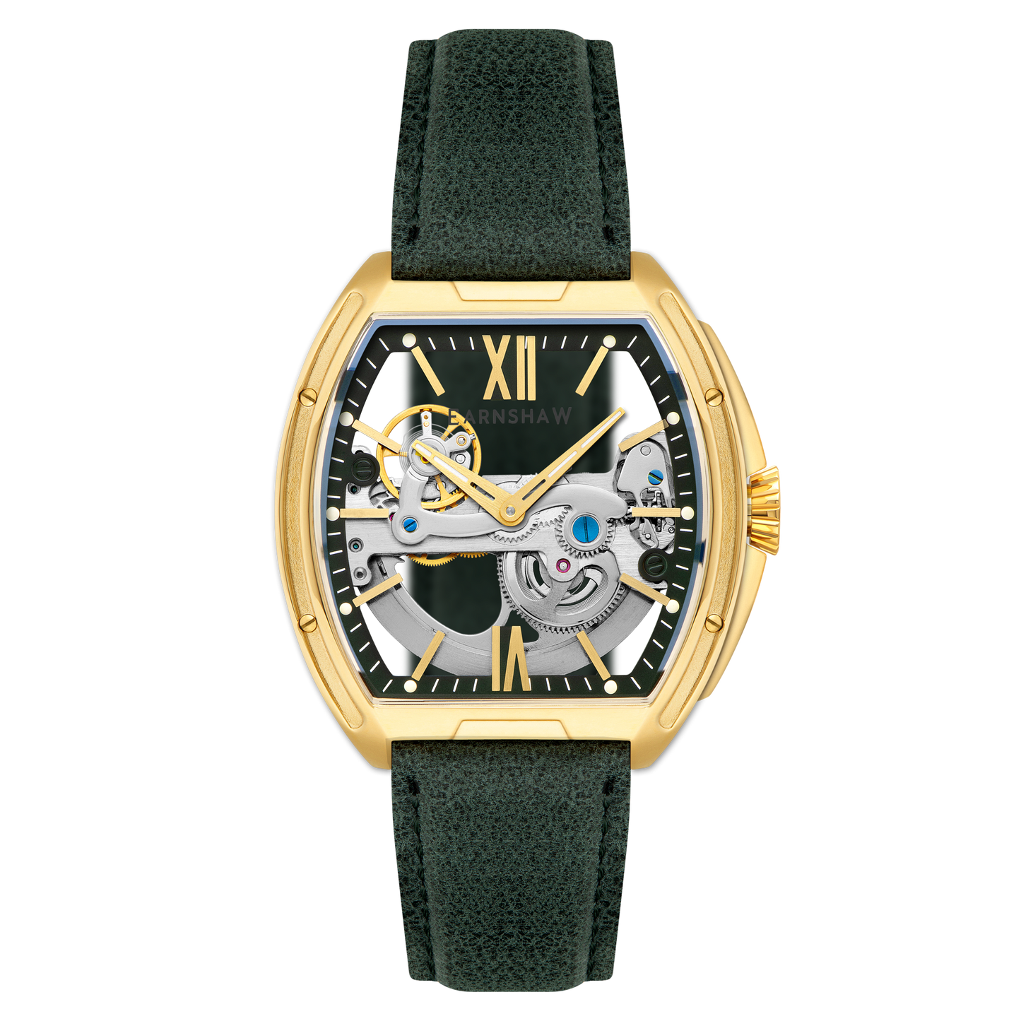 Thomas Earnshaw Men's 45mm Knightsbridge Automatic Barrel Leather Strap Watch
