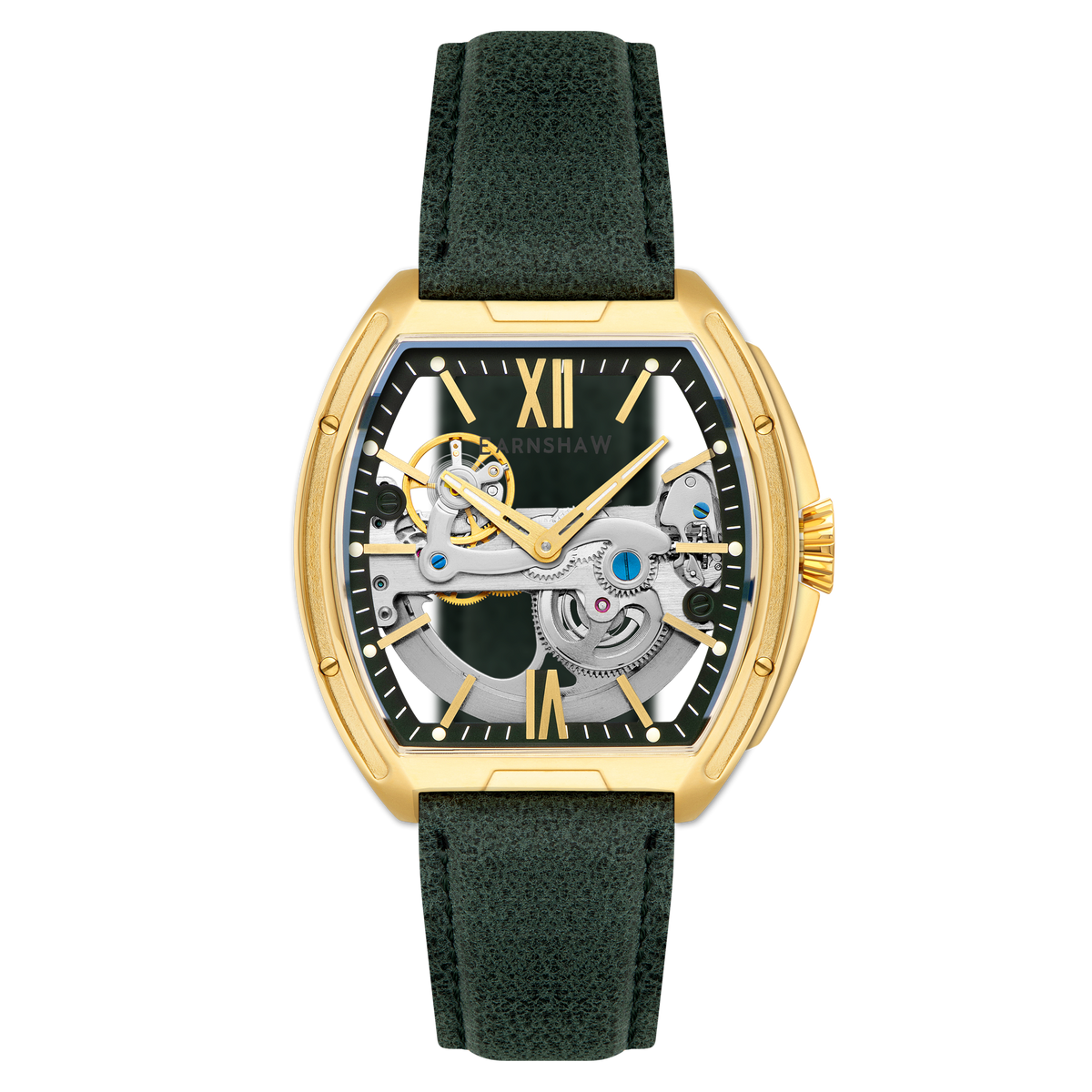 Thomas Earnshaw Men's 45mm Knightsbridge Automatic Barrel Leather Strap Watch