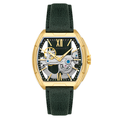 Thomas Earnshaw Men's 45mm Knightsbridge Automatic Barrel Leather Strap Watch