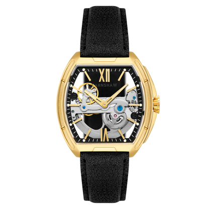 Thomas Earnshaw Men's 45mm Knightsbridge Automatic Barrel Leather Strap Watch