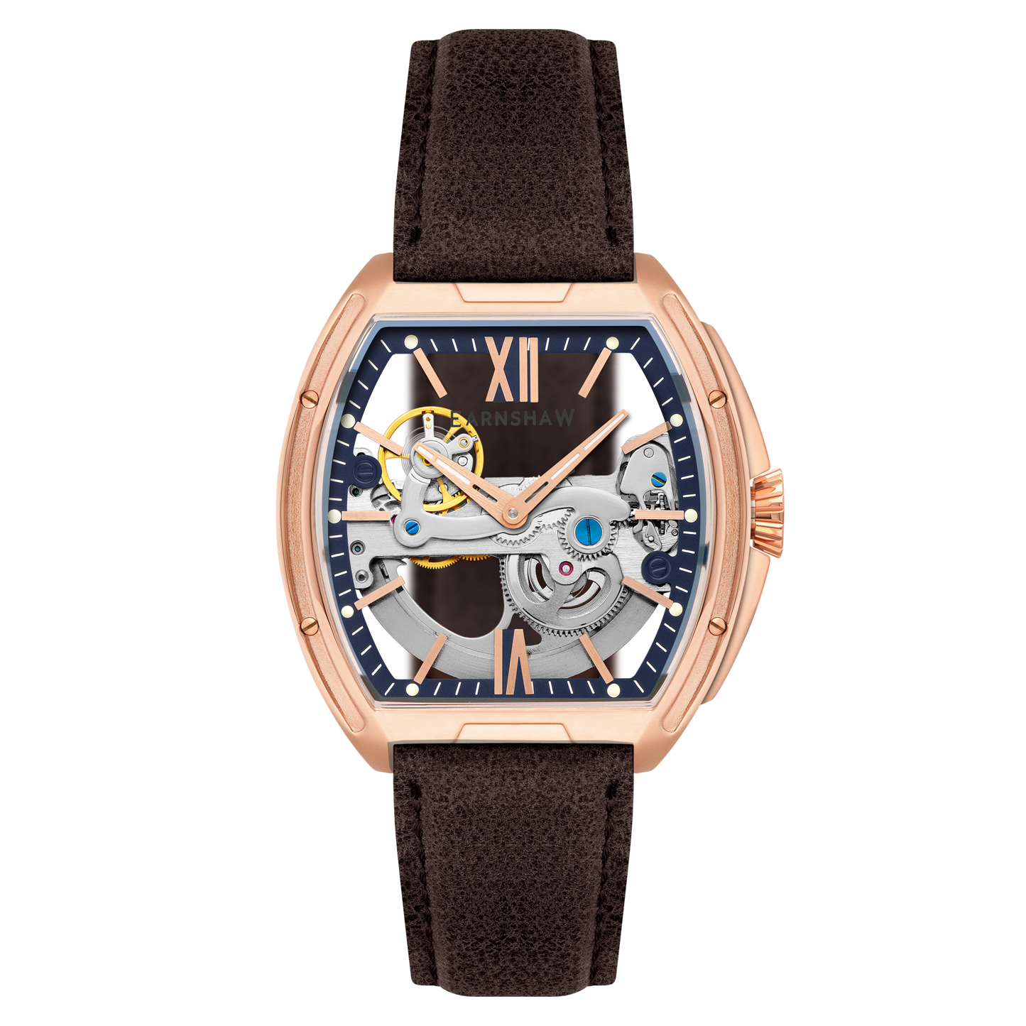 Thomas Earnshaw Men's 45mm Knightsbridge Automatic Barrel Leather Strap Watch