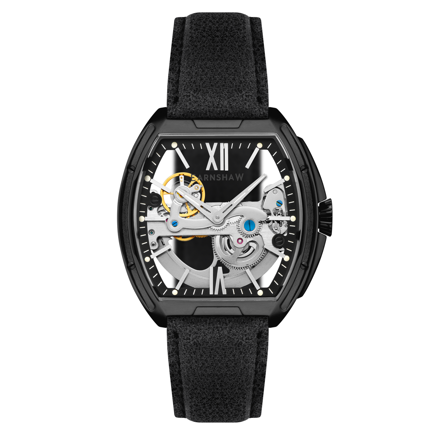 Thomas Earnshaw Men's 45mm Knightsbridge Automatic Barrel Leather Strap Watch