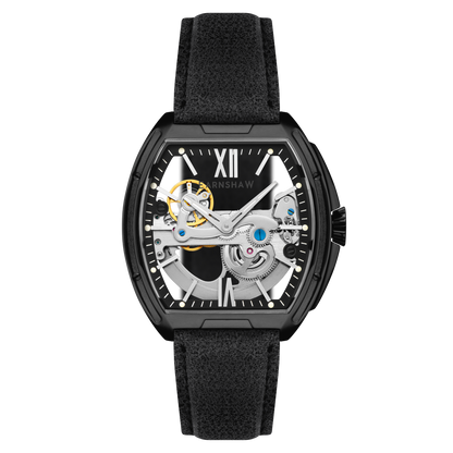 Thomas Earnshaw Men's 45mm Knightsbridge Automatic Barrel Leather Strap Watch