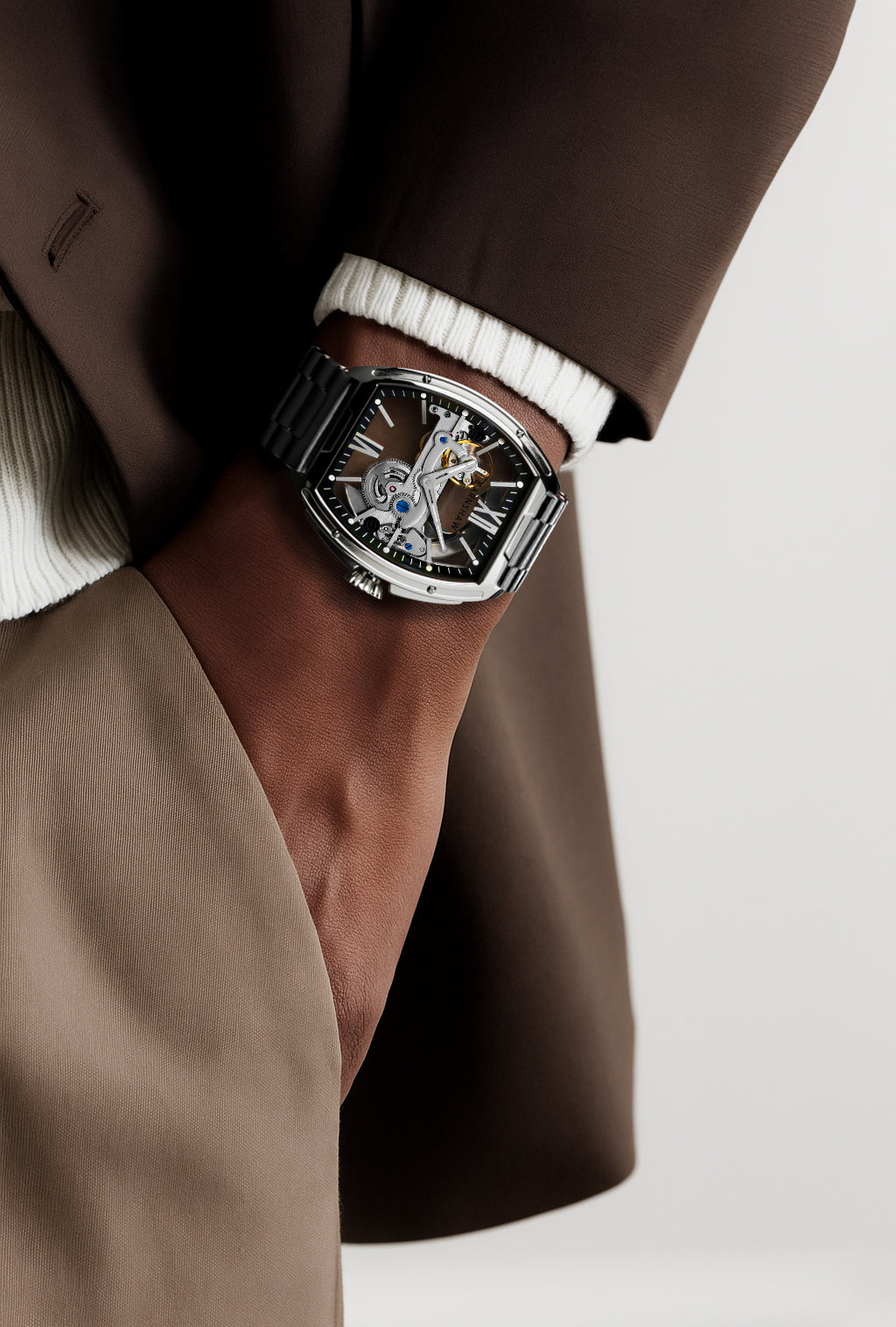 Thomas Earnshaw Men's 45mm Knightsbridge Automatic Barrel Bracelet Watch