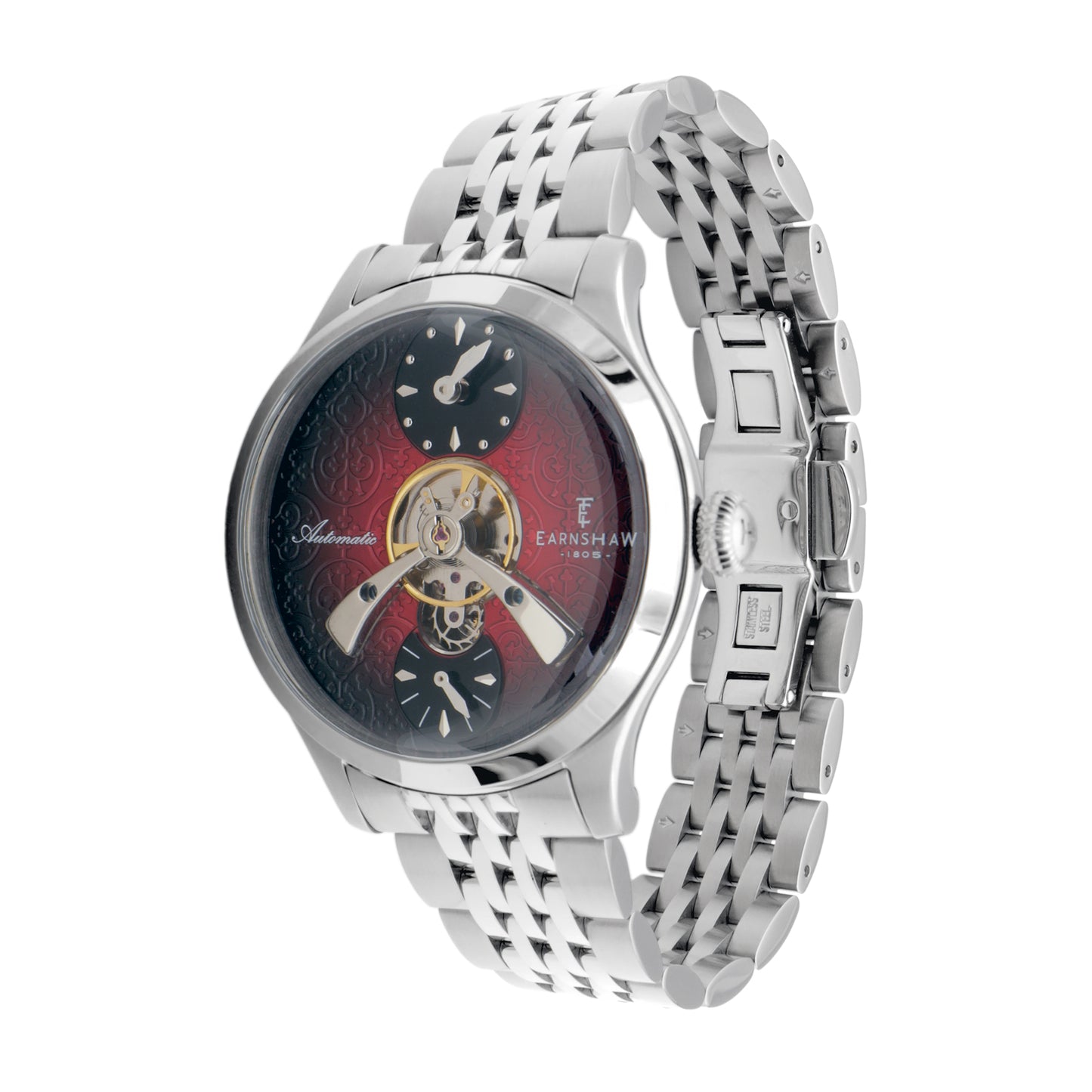 Thomas Earnshaw Men's 42mm Dalton Automatic Open Heart Balance Bracelet Watch