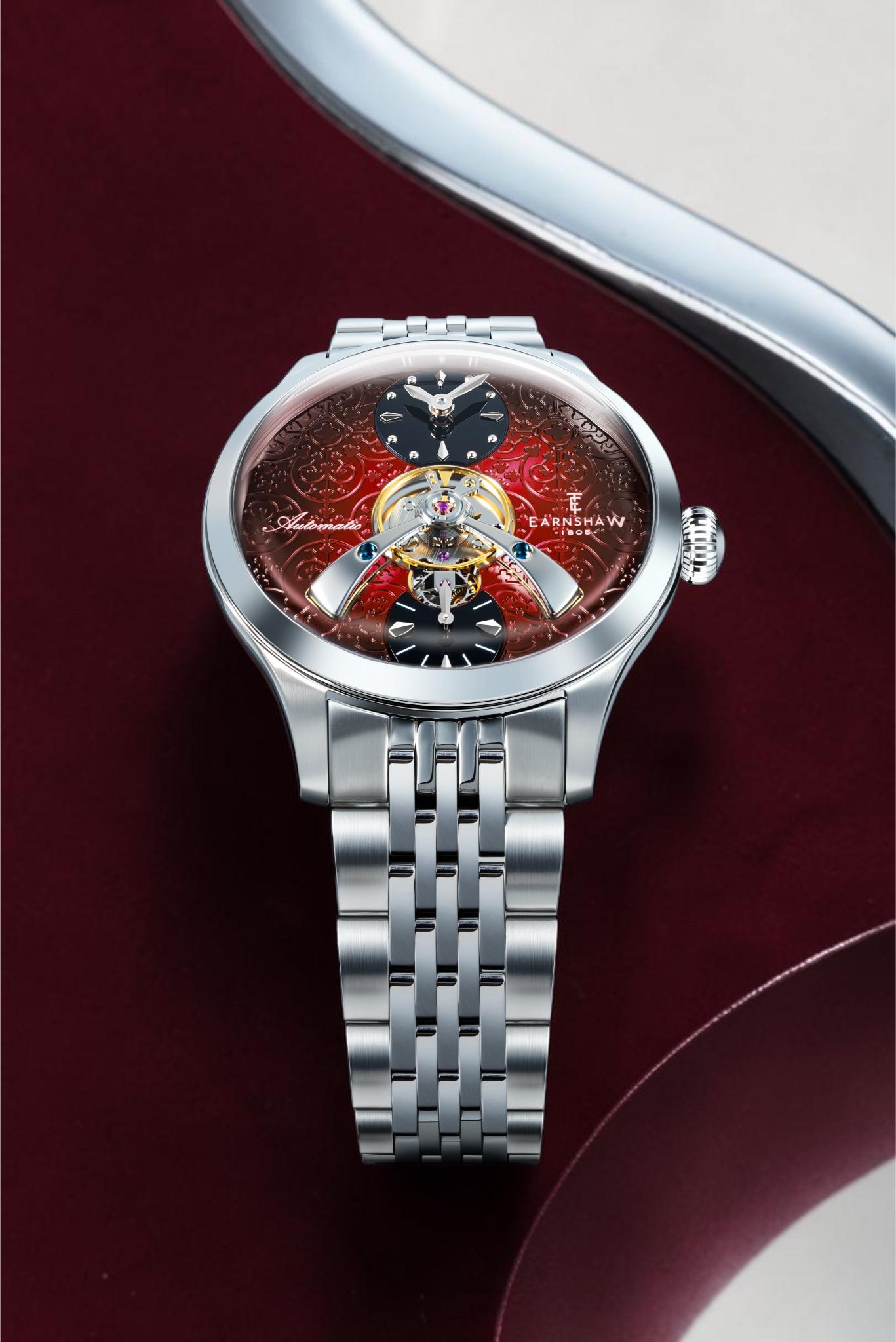 Thomas Earnshaw Men's 42mm Dalton Automatic Open Heart Balance Bracelet Watch