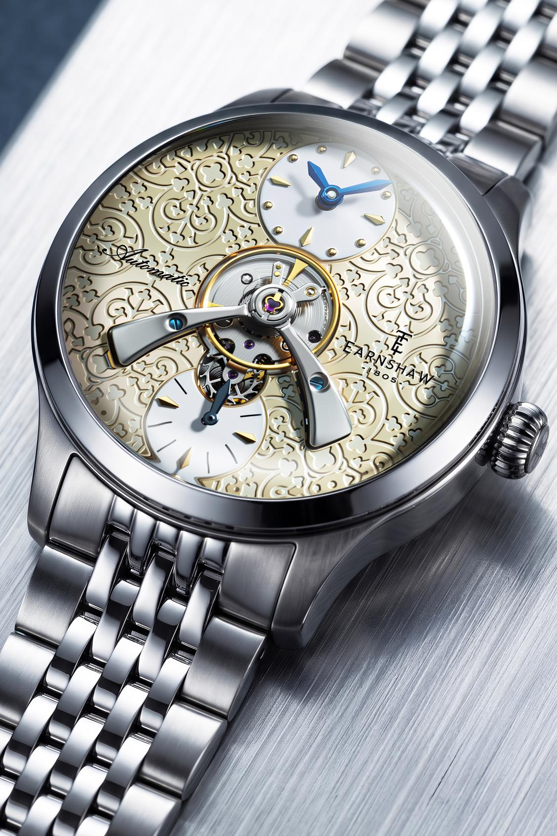Thomas Earnshaw Men's 42mm Dalton Automatic Open Heart Balance Bracelet Watch