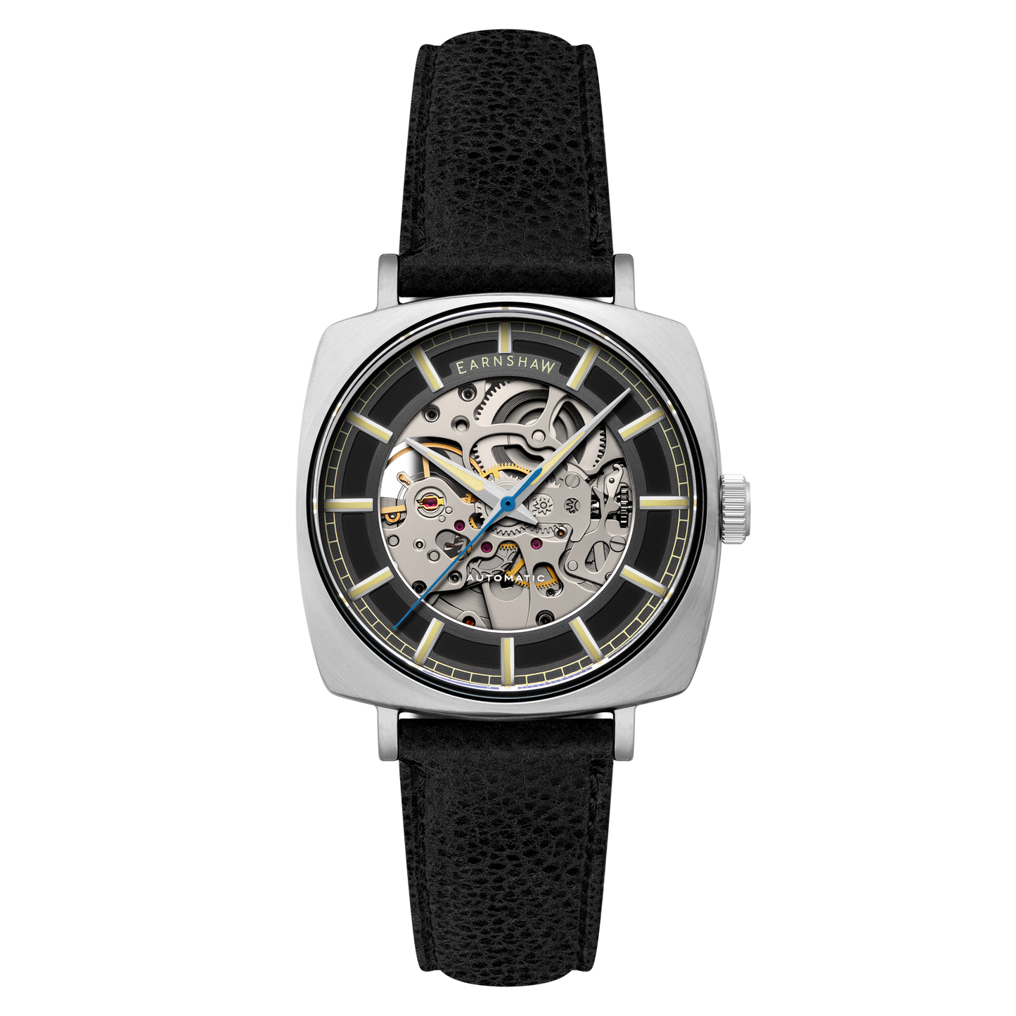 Thomas Earnshaw Men's 40mm Moorgate Automatic Skeletonized Square Leather Strap Watch