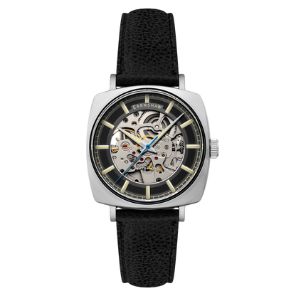 Thomas Earnshaw Men's 40mm Moorgate Automatic Skeletonized Square Leather Strap Watch